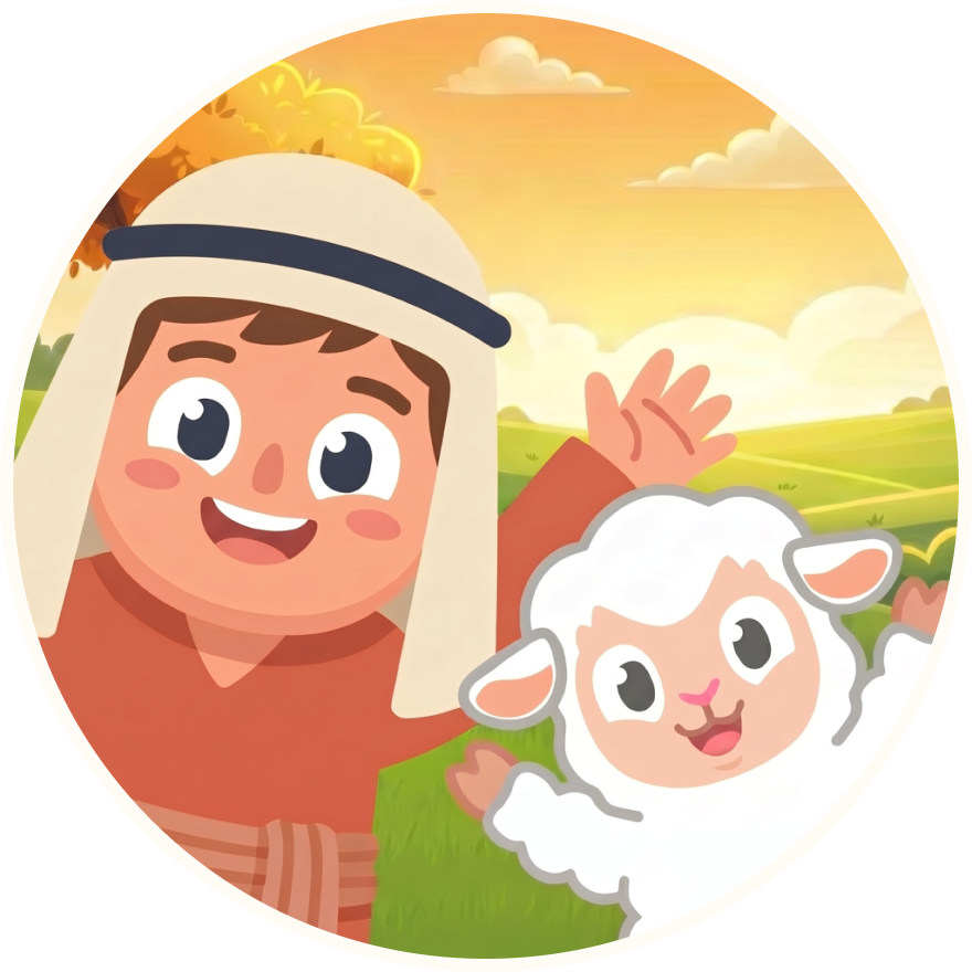 A shepherd kid with a lamb